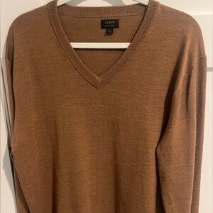 J.Crew Men’s Merino Wool V-Neck Sweater | Camel Brown | Size L